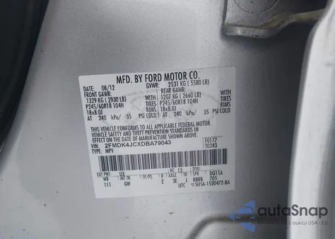 2013 Ford Edge Sel z USA, uszkodzony, nr VIN 2FMDK4JCXDBA79043